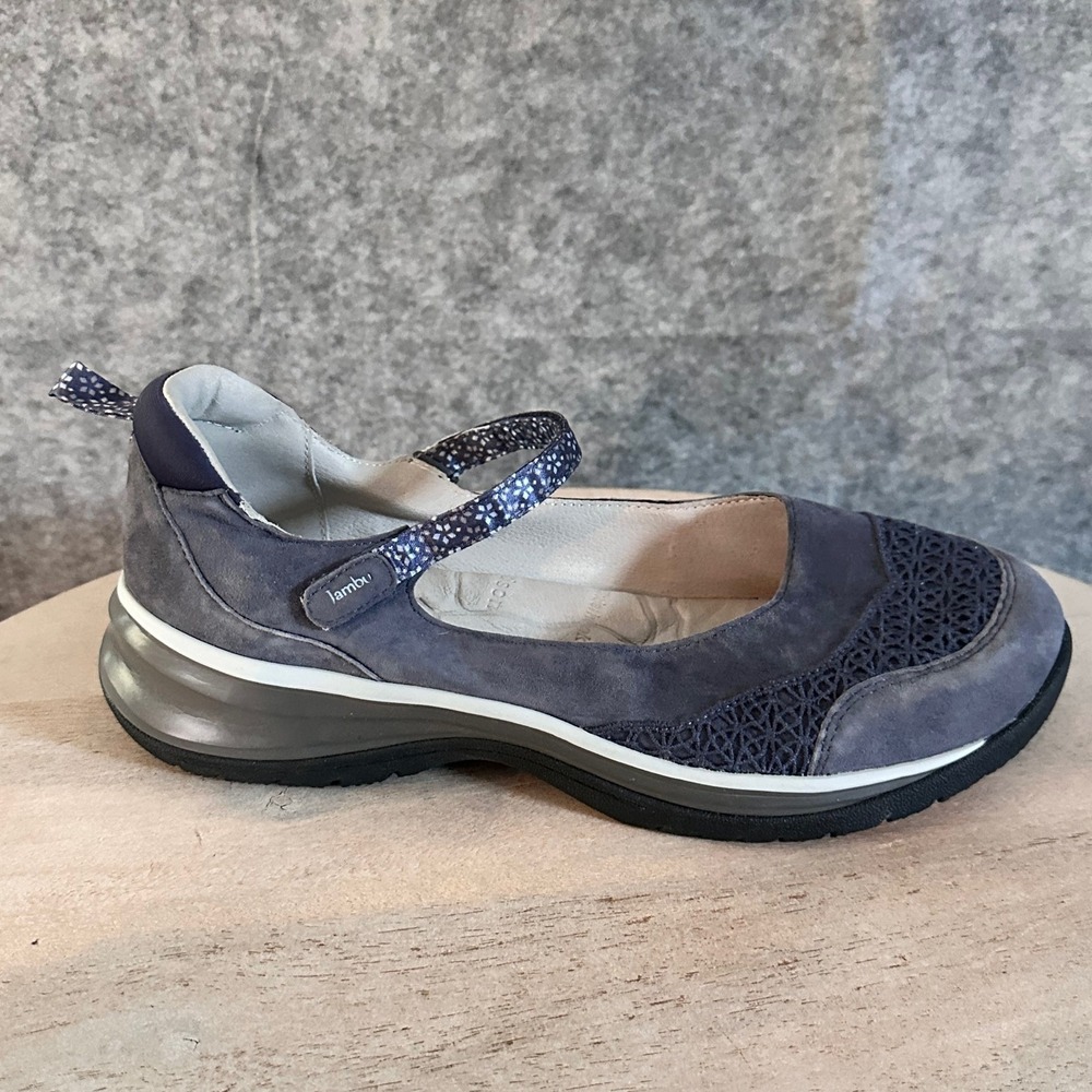 Jambu Mary Jane Shoes Women Blue Suede Comfort Orthopedic Strap Size 9.5W